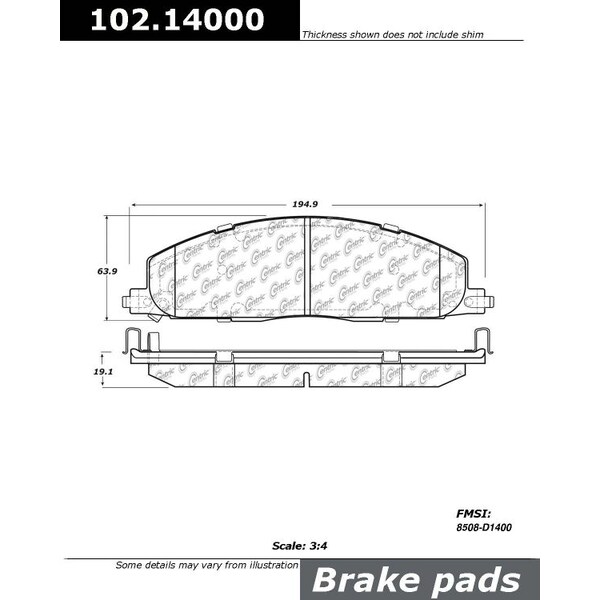 Centric Parts CTEK Metallic Brake Pads, 102.14000 102.14000 - main